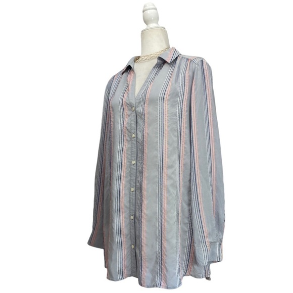 Thakoon Silk Blend Striped Button Front Blouse - Picture 10 of 12